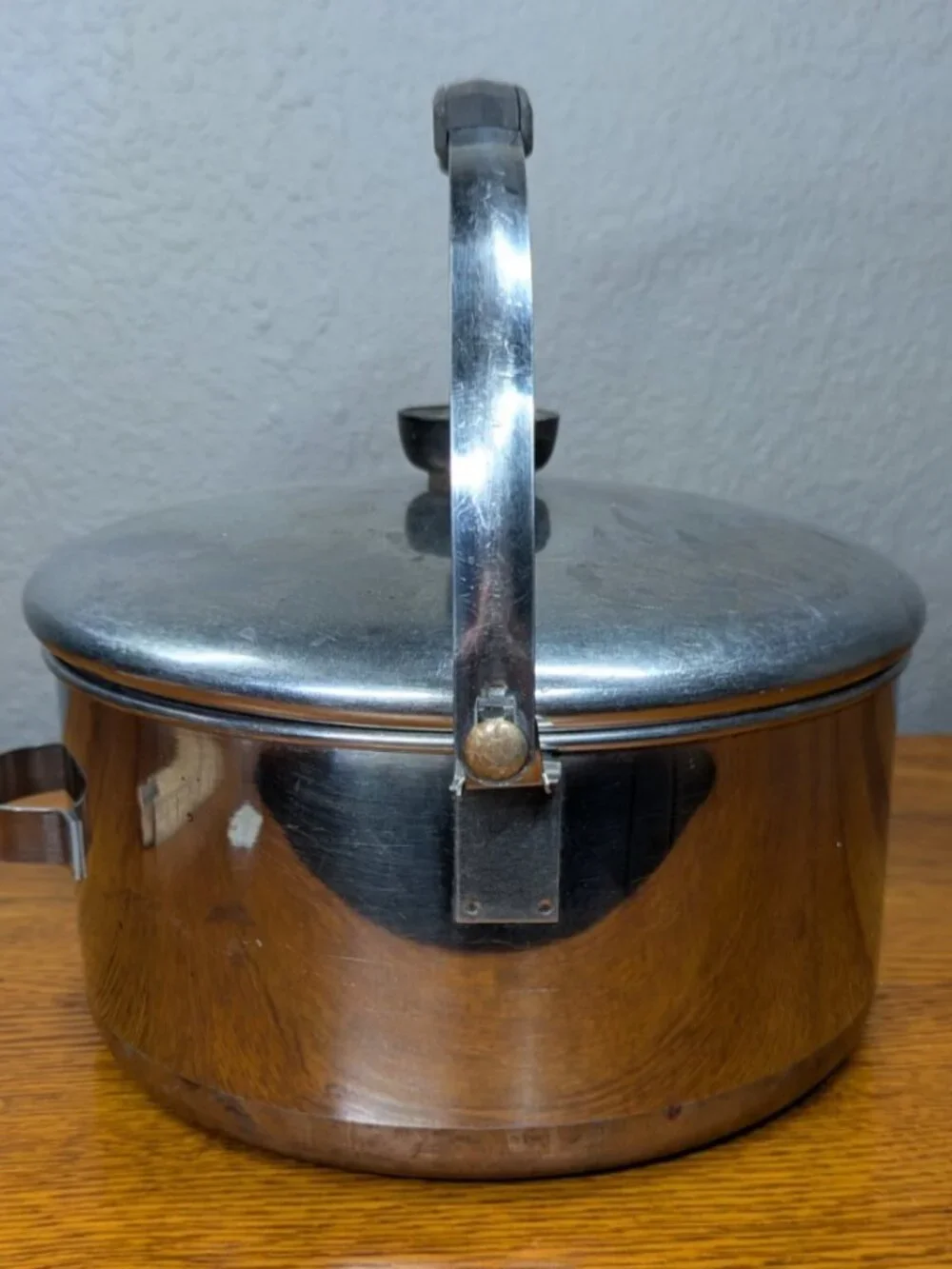 Revere Ware 1801 Pre-1968 Copper Bottom Stock Pot w/ Bail Handle & Lid